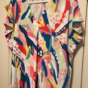 CROSBY by Mollie Burch Red and Pink Graphic Blouse